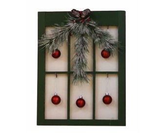 Ξύλινο παράθυρο με χριστουγεννιάτικη διακόσμηση Y35x4x45εκ.