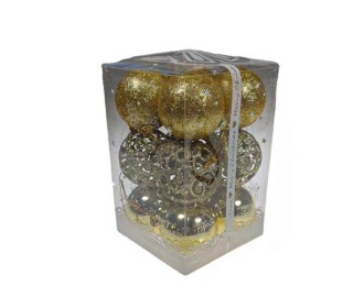 Χριστουγεννιάτικες μπάλες χρυσές 12τεμ., 3 σχέδια,Ø6εκ. Χριστουγεννιάτικες μπάλες χρυσές 12τεμ., 3 σχέδια,Ø6εκ.