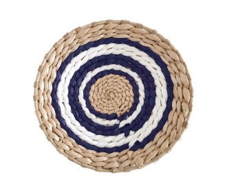 Δίσκος Boho διακοσμητικός ψάθινος φυσικό/λευκό/μπλε Ø25εκ. Δίσκος Boho διακοσμητικός ψάθινος φυσικό/λευκό/μπλε Ø25εκ.