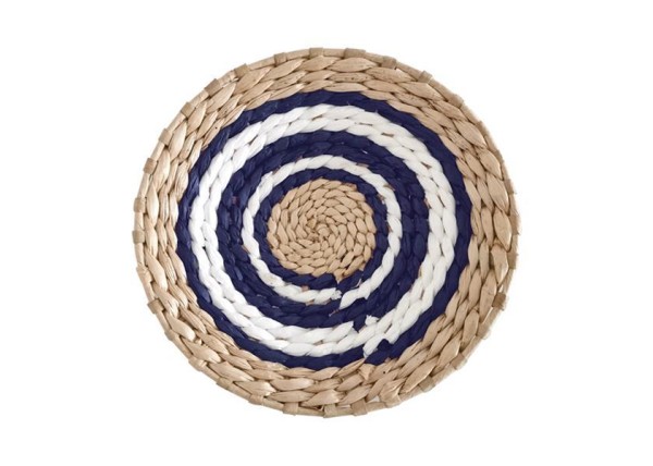 Δίσκος Boho διακοσμητικός ψάθινος φυσικό/λευκό/μπλε Ø25εκ. Δίσκος Boho διακοσμητικός ψάθινος φυσικό/λευκό/μπλε Ø25εκ.