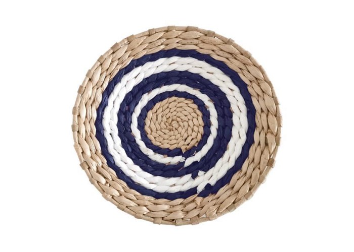 Δίσκος Boho διακοσμητικός ψάθινος φυσικό/λευκό/μπλε Ø25εκ. Δίσκος Boho διακοσμητικός ψάθινος φυσικό/λευκό/μπλε Ø25εκ.
