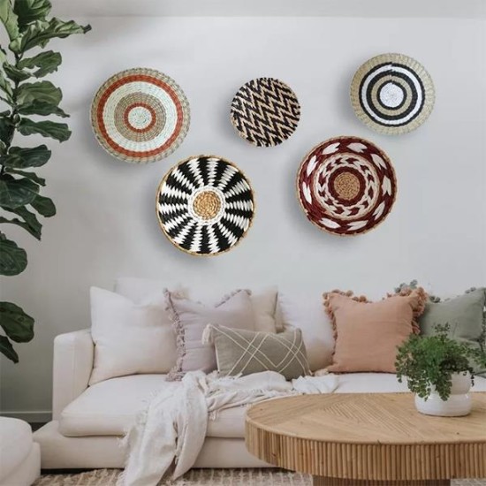 Δίσκος Boho διακοσμητικός ψάθινος φυσικό/λευκό/μπλε Ø25εκ. Δίσκος Boho διακοσμητικός ψάθινος φυσικό/λευκό/μπλε Ø25εκ.