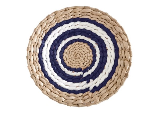 Δίσκος Boho διακοσμητικός ψάθινος φυσικό/λευκό/μπλε Ø30εκ. Δίσκος Boho διακοσμητικός ψάθινος φυσικό/λευκό/μπλε Ø30εκ.