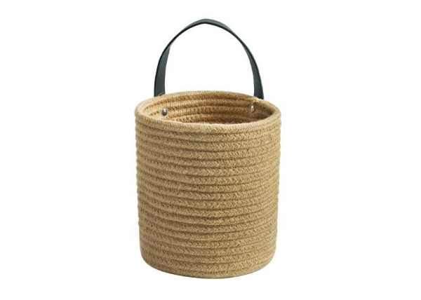 Καλάθι κρεμαστό με λαβή από δερματίνη Ø16xΥ18εκ.