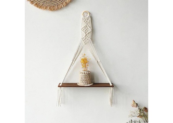 Ράφι επιτοίχιο από μακραμέ 45x14xY50εκ. Ράφι επιτοίχιο από μακραμέ 45x14xY50εκ.