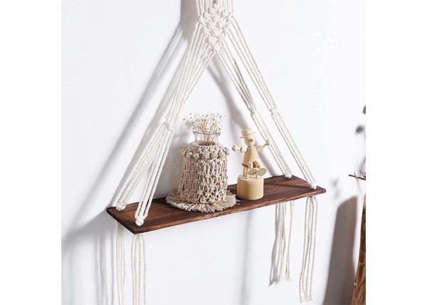 Ράφι επιτοίχιο από μακραμέ 45x14xY50εκ. Ράφι επιτοίχιο από μακραμέ 45x14xY50εκ.