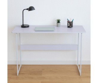 Γραφείο μίνιμαλ με λευκό σκελετό και λιλά επιφάνεια 120x45xΥ72εκ.