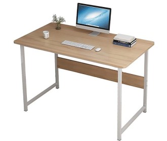 Γραφείο με λευκό μεταλλικό σκελετό και ξύλινη επιφάνεια 100x45xΥ73εκ.