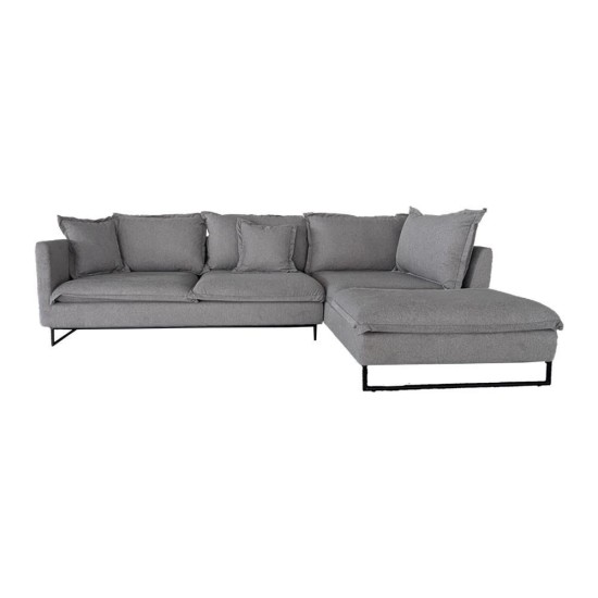 Καναπές γωνιακός Nextdeco Siegfried δεξιά γωνία γκρι Y85x286x183εκ.