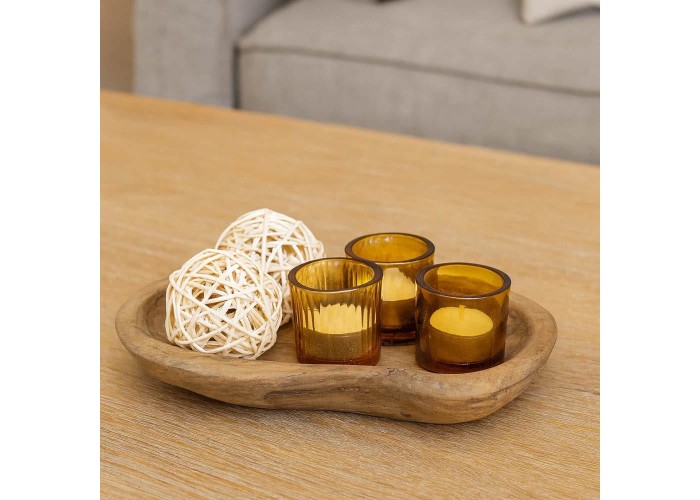 Μπωλ διακοσμητικό Nextdeco Tribeca ανακυκλωμένο ξύλο teak Y5x28x14εκ.