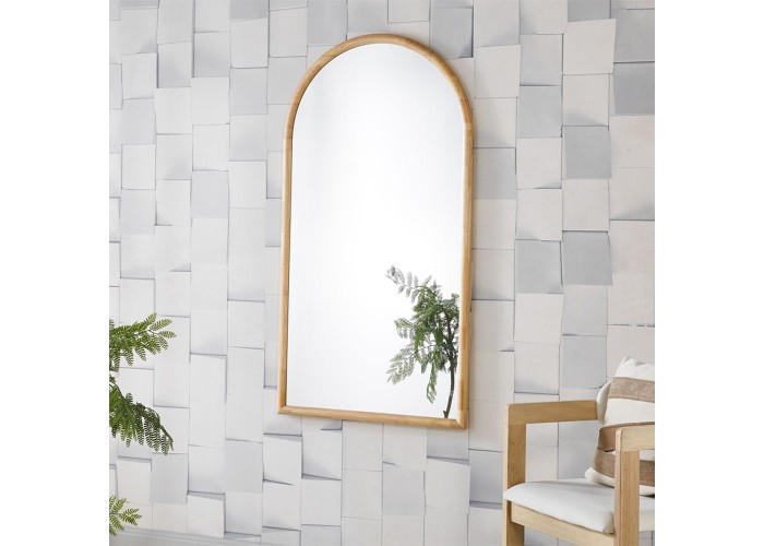 Καθρέφτης επιτοίχιος οβάλ Nextdeco ξύλο βελανιδιάς 70x130εκ.