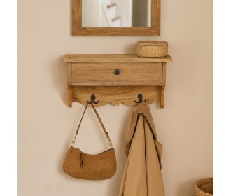 Κρεμάστρα επιτοίχια με συρτάρι Nextdeco ανακυκλωμένο ξύλο mahoni Υ25,5xM46xΠ12εκ