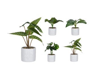 Φυτό τεχνητό 25εκ., σε λευκό κεραμικό γλαστράκι Ø11x10εκ.