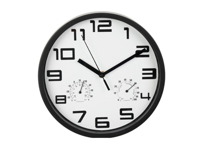 Ρολόι τοίχου με θερμόμετρο και υγρόμετρο λευκό Ø25εκ. Ρολόι τοίχου με θερμόμετρο και υγρόμετρο λευκό Ø25εκ.