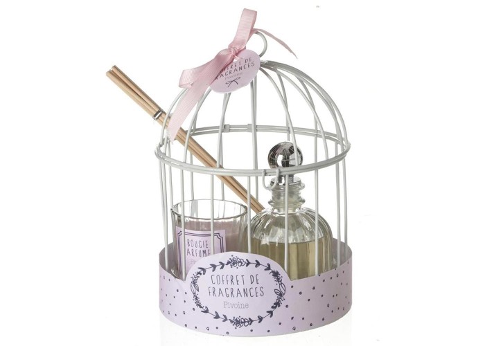Κλουβάκι με αρωματικό και κερί ροζ, Υ19,5x∅13,5εκ Κλουβάκι με αρωματικό και κερί ροζ, Υ19,5x∅13,5εκ