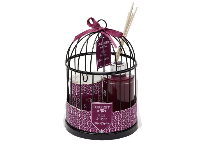 Κλουβάκι με αρωματικό και κερί μωβ, Υ19,5x∅13,5εκ Κλουβάκι με αρωματικό και κερί μωβ, Υ19,5x∅13,5εκ