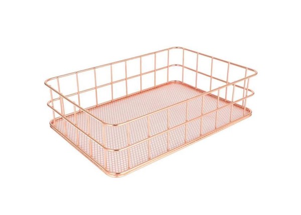 Καλάθι, ροζ-χρυσό, Υ6x24,3x15,4 εκ., μεταλλικό