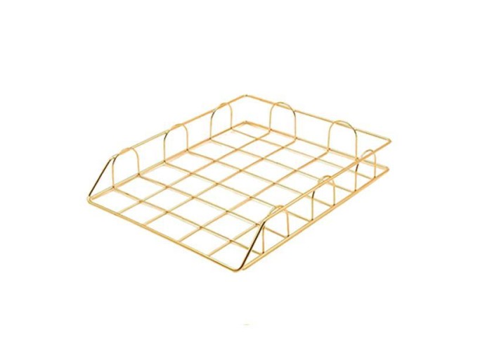Δίσκος εγγράφων ροζ-χρυσό μεταλλικός Υ6x24,5x30 εκ.