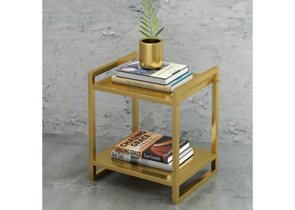 Κομοδίνο-τραπέζι μεταλλικό 2 επιπέδων χρυσό Υ50x40x35εκ