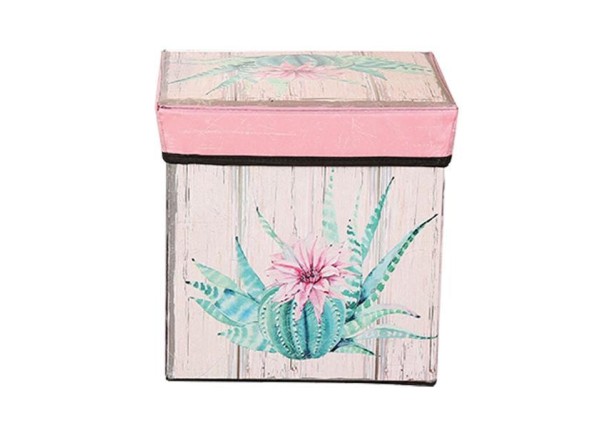 Σκαμπό-κουτί αποθήκευσης κάκτος Υ30x30x30εκ.