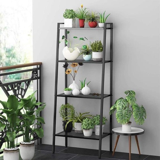 Ραφιέρα βιβλιοθήκη Nextdeco 4 επίπεδων μαύρη Υ147x35x35εκ Ραφιέρα βιβλιοθήκη Nextdeco 4 επίπεδων μαύρη Υ147x35x35εκ