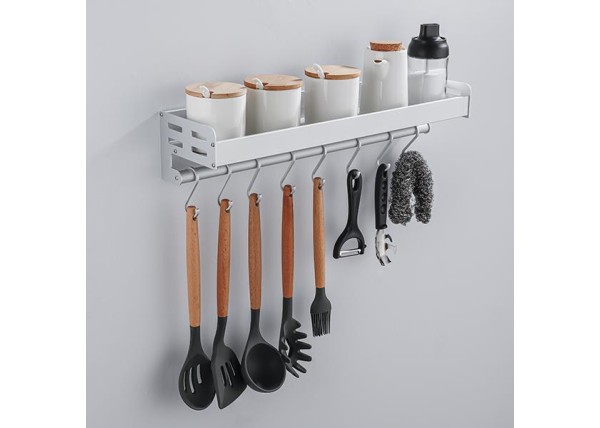 Κρεμάστρα με 6 γάντζους ασημί Υ10x60x13εκ. Κρεμάστρα με 6 γάντζους ασημί Υ10x60x13εκ.