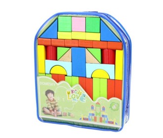 Τουβλάκια ξύλινα χρωματιστά 50τεμ. σε τσάντα