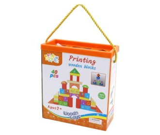 Τουβλάκια ξύλινα χρωματιστά 40τεμ. σε κουτί δώρου