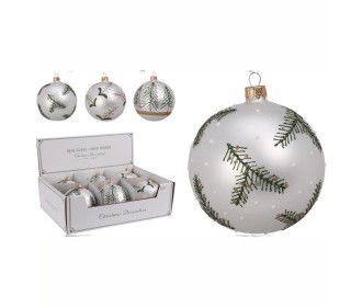 Σετ χριστουγεννιάτικες μπάλες 6 τεμαχίων, ∅10εκ. 3 ειδών ασημένιες από φυσητό γυαλί Σετ χριστουγεννιάτικες μπάλες 6 τεμαχίων, ∅10εκ. 3 ειδών ασημένιες από φυσητό γυαλί