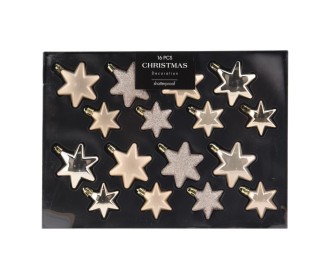 Σετ χριστουγεννιάτικα στολίδια-αστέρια 16 τεμαχίων, 3 σχεδίων κρεμ Σετ χριστουγεννιάτικα στολίδια-αστέρια 16 τεμαχίων, 3 σχεδίων κρεμ
