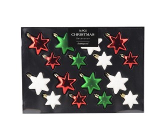 Σετ χριστουγεννιάτικα στολίδια-αστέρια 16 τεμαχίων, 3 σχεδίων παραδοσιακά Σετ χριστουγεννιάτικα στολίδια-αστέρια 16 τεμαχίων, 3 σχεδίων παραδοσιακά