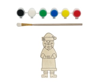 Σετ ζωγραφικής με ξύλινο Άγιο Βασίλη Υ23x8x4εκ. και 6 νερομπογιές με πινέλο Σετ ζωγραφικής με ξύλινο Άγιο Βασίλη Υ23x8x4εκ. και 6 νερομπογιές με πινέλο