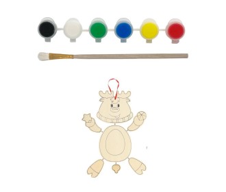 Σετ ζωγραφικής με ξύλινο τάρανδο Υ24x22x1,5εκ. και 6 νερομπογιές με πινέλο Σετ ζωγραφικής με ξύλινο τάρανδο Υ24x22x1,5εκ. και 6 νερομπογιές με πινέλο