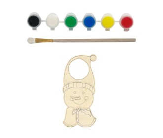 Ξύλινο κρεμαστό σετ ζωγραφικής Υ29x14x2εκ χιονάνθρωπος με 6 νερομπογιές και πινέλο Ξύλινο κρεμαστό σετ ζωγραφικής Υ29x14x2εκ χιονάνθρωπος με 6 νερομπογιές και πινέλο