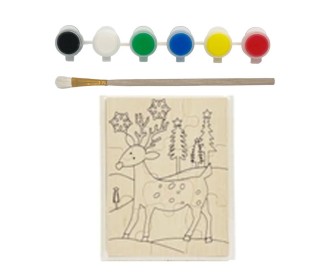 Παζλ ξύλινο - σετ ζωγραφικής Υ15,5x20x5εκ. τάρανδος με 6 νερομπογιές και πινέλο Παζλ ξύλινο - σετ ζωγραφικής Υ15,5x20x5εκ. τάρανδος με 6 νερομπογιές και πινέλο