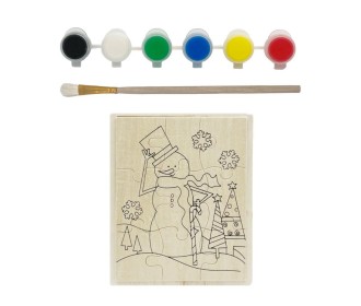 Παζλ ξύλινο - σετ ζωγραφικής Υ15,5x20x5εκ. χιονάνθρωπος με 6 νερομπογιές και πινέλο Παζλ ξύλινο - σετ ζωγραφικής Υ15,5x20x5εκ. χιονάνθρωπος με 6 νερομπογιές και πινέλο