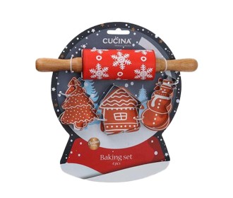 Χριστουγεννιάτικο σετ μαγειρικής με πλάστη και 3 κουπ πατ για μπισκότα 24x23x4,5εκ χιονόμπαλα Χριστουγεννιάτικο σετ μαγειρικής με πλάστη και 3 κουπ πατ για μπισκότα 24x23x4,5εκ χιονόμπαλα