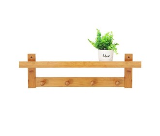 Κρεμάστρα επιτοίχια με ράφι Nextdeco από μπαμπού Υ18x59x11εκ.