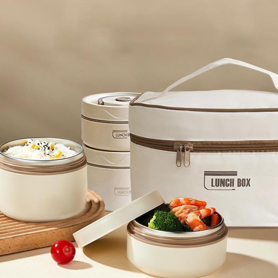 Σετ 4 lunch box inox - θερμική τσάντα 2.080ml Σετ 4 lunch box inox - θερμική τσάντα 2.080ml