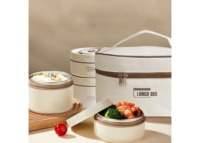 Σετ 4 lunch box inox - θερμική τσάντα 2.080ml Σετ 4 lunch box inox - θερμική τσάντα 2.080ml