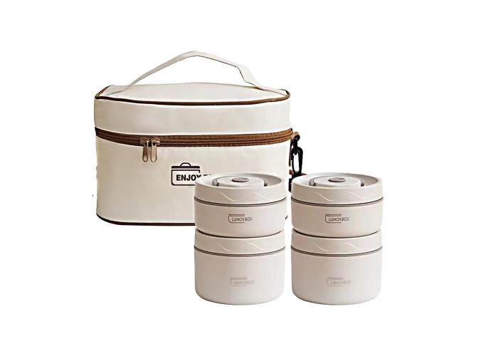 Σετ 4 lunch box inox - θερμική τσάντα 2.080ml