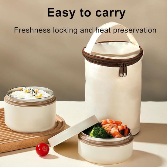 Σετ 2 lunch box inox - θερμική τσάντα 1040ml Σετ 2 lunch box inox - θερμική τσάντα 1040ml