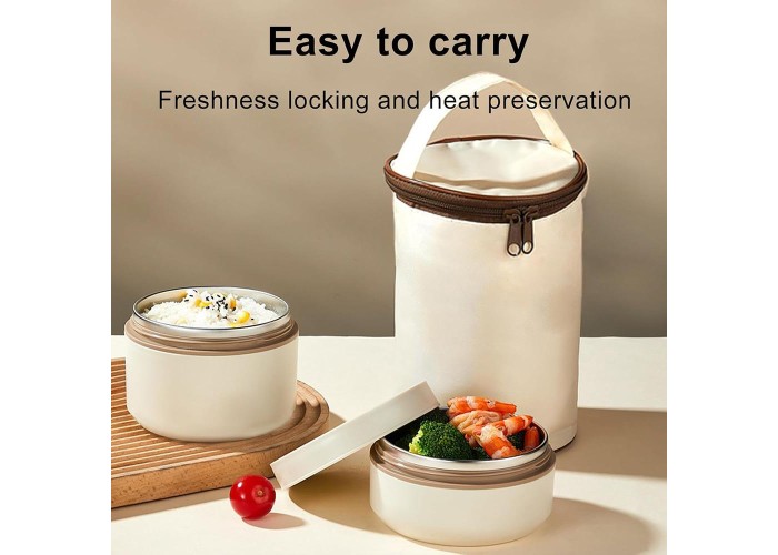 Σετ 2 lunch box inox - θερμική τσάντα 1040ml Σετ 2 lunch box inox - θερμική τσάντα 1040ml