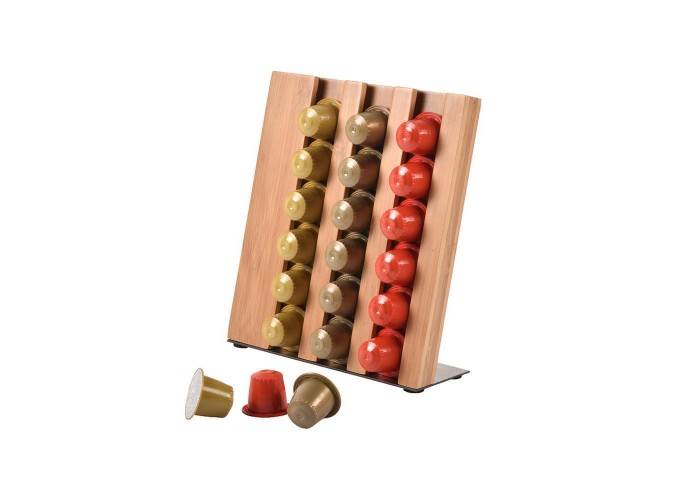 Θήκη για κάψουλες Nespresso από μπαμπού Υ32x25x23εκ.