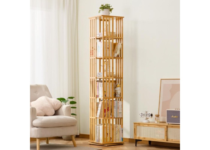 Βιβλιοθήκη ξύλινη μπαμπού Nextdeco με 6 επιπέδα περιστρεφόμενη Υ178x37x37εκ. Βιβλιοθήκη ξύλινη μπαμπού Nextdeco με 6 επιπέδα περιστρεφόμενη Υ178x37x37εκ.