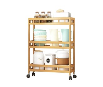 Τρολεϊ κουζίνας ξύλινo μπαμπού Nextdeco με 3 επίπεδα Υ71x40x18εκ.