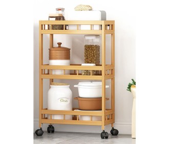 Τρολεϊ κουζίνας ξύλινo μπαμπού Nextdeco με 3 επίπεδα Υ71x60x18εκ.