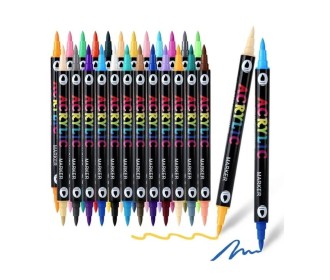 Μαρκαδόροι ακρυλικοί διπλής μύτης σετ 24τμχ.