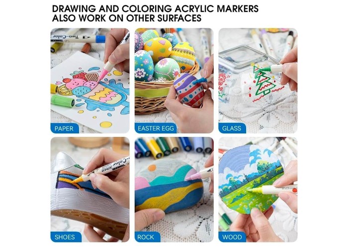 Μαρκαδόροι ακρυλικοί διπλής μύτης σετ 60τμχ. Μαρκαδόροι ακρυλικοί διπλής μύτης σετ 60τμχ.