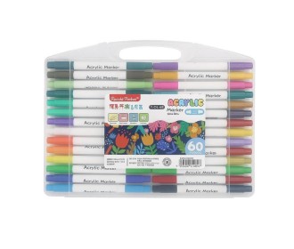 Μαρκαδόροι ακρυλικοί διπλής μύτης σετ 60τμχ.